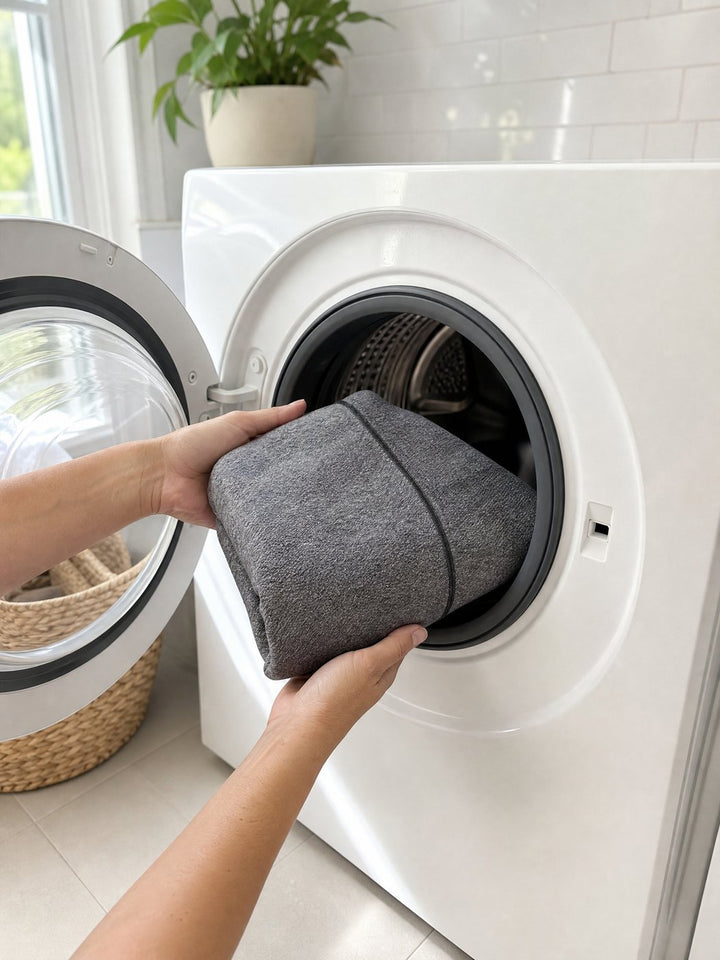 Folded Snuggl Pod going into the washing machine